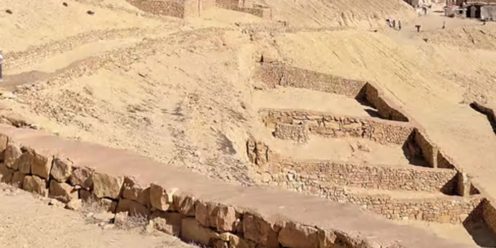 Terraced granary cells cut into the rock on the Dahar plateau